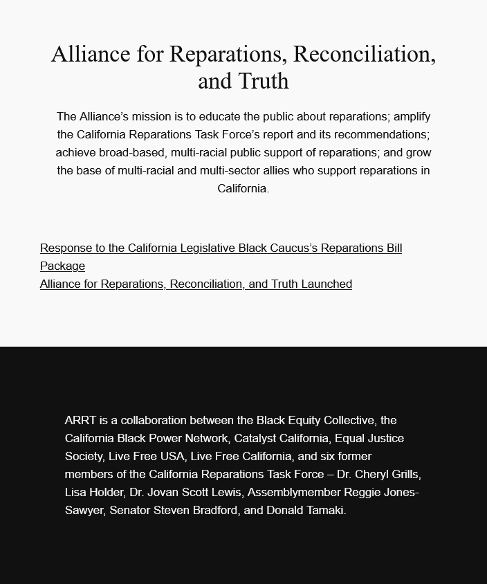 The CA Alliance for Reparations, Reconciliation and Truth