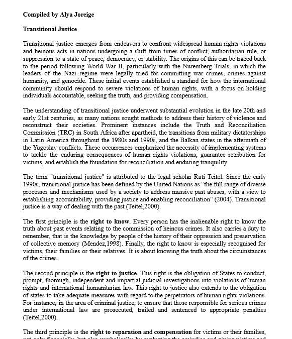 Definitions of Transitional Justice & Art by Alya Joreige
